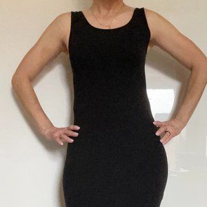 Tight-Fit Black Knit Tank Dress